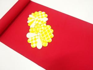 アンティーク　塩瀬　手描き　菊模様　刺繍　名古屋帯地反物